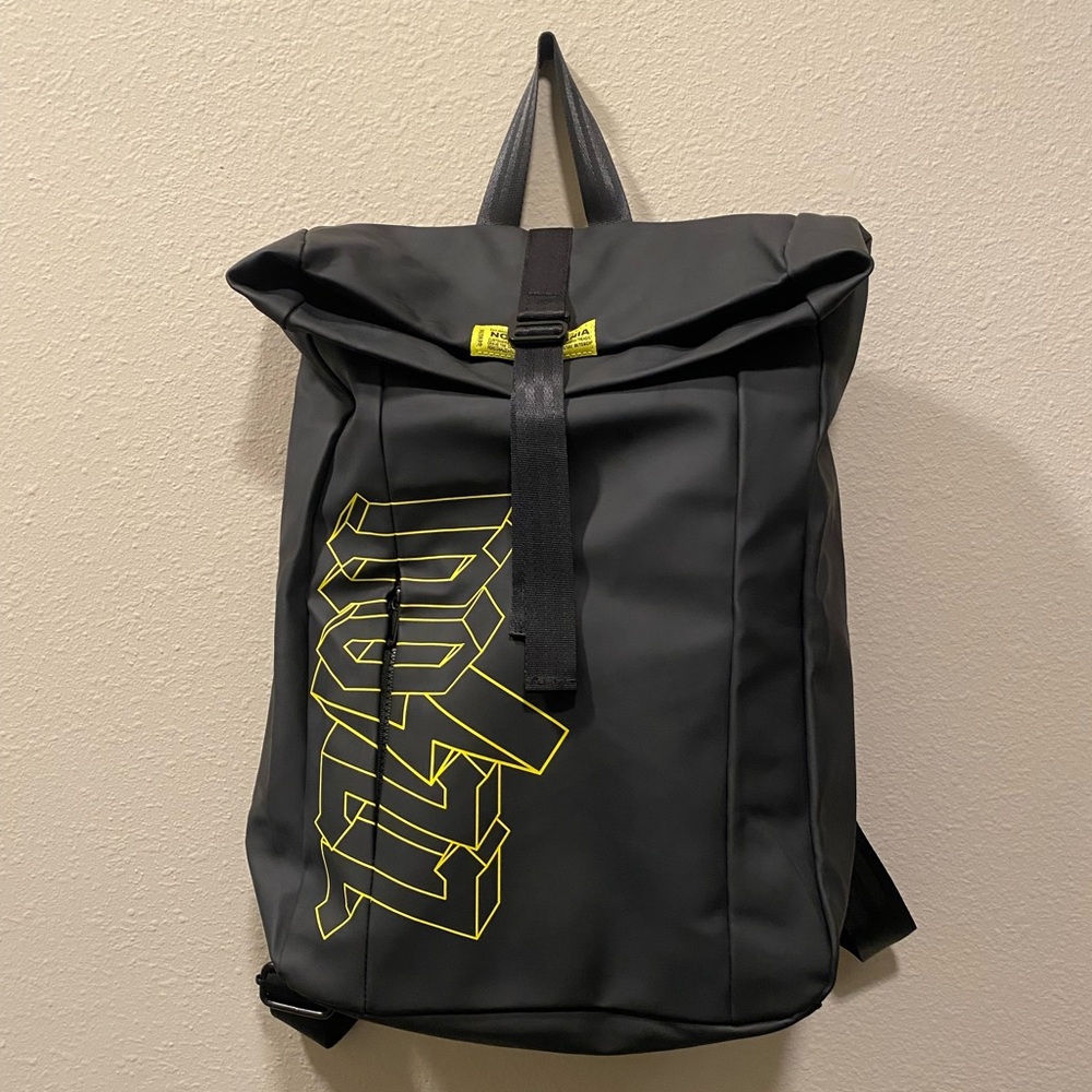 Urban Black and Yellow Backpack with Roll-Top Closure